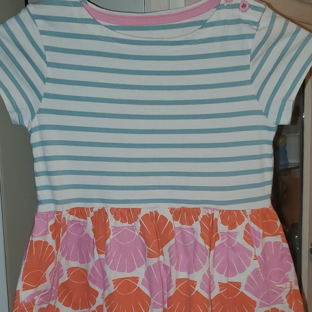 Mini Boden 'Hotchpotch' Jersey Dress in Papaya Shells